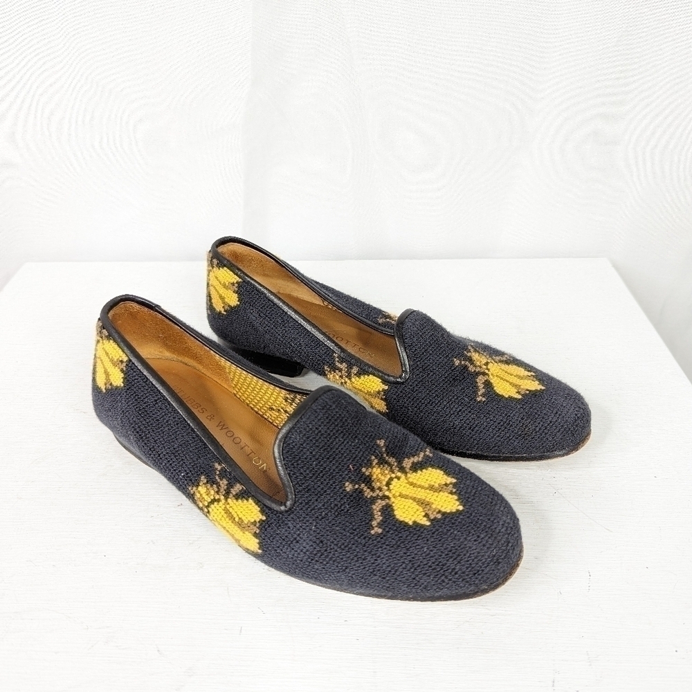 Stubbs & Wootton Bee Bug Needlepoint Slipper Loafers Flats Size 5.5